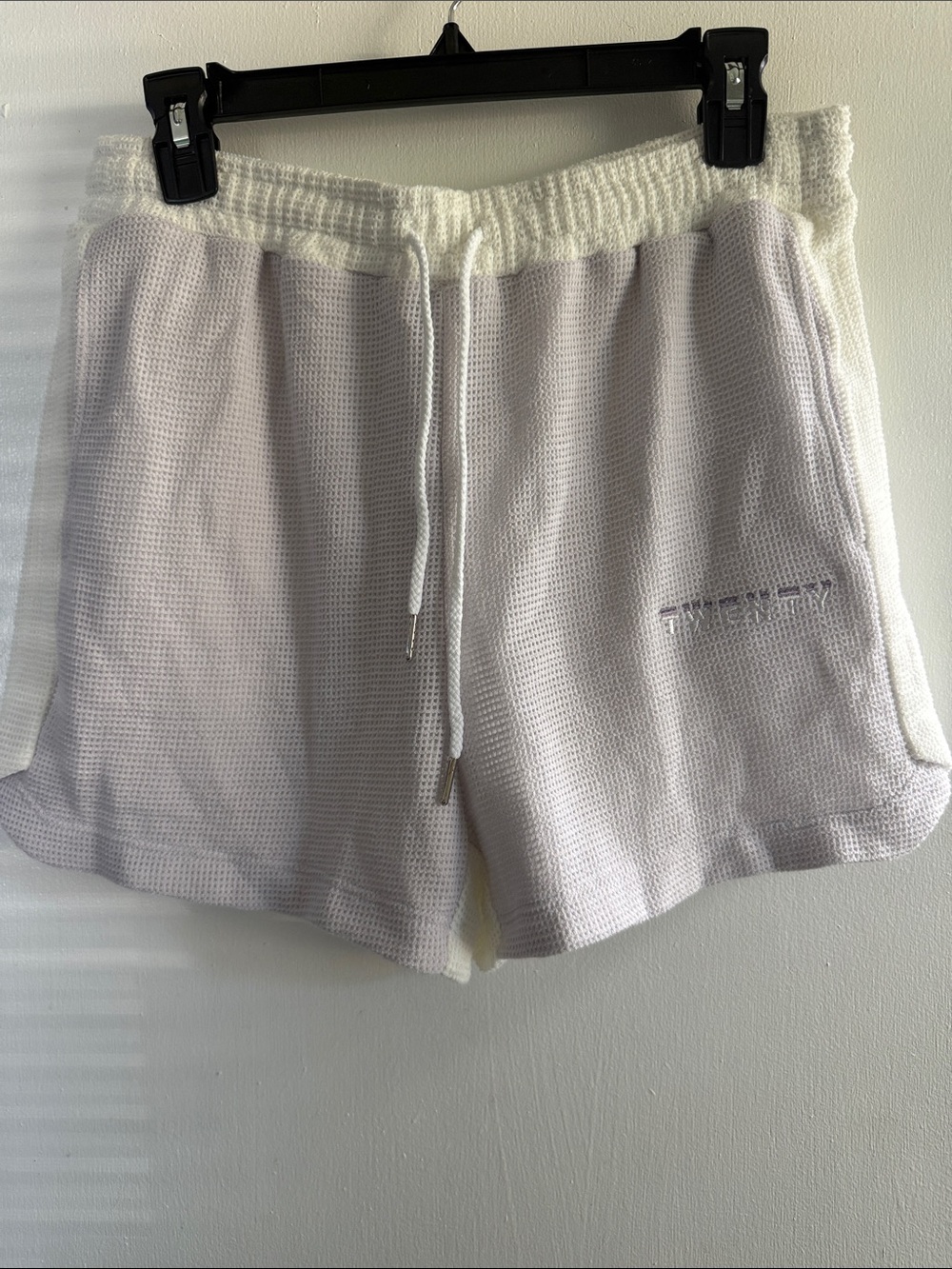 Twenty Cream Waffle-Knit Athletic Drawstring Shorts